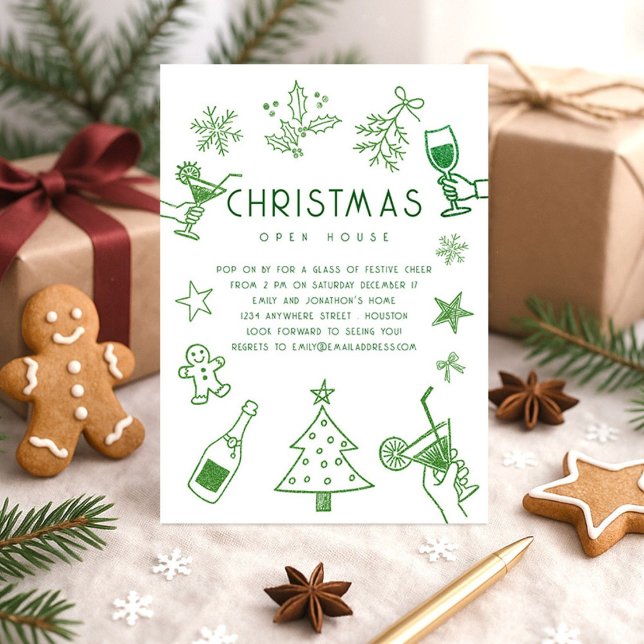 Invitación Fiesta de Navidades de Purpurinas verdes con escrú (Subido por el creador)
