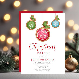 Invitación Fiesta de Navidades de Red Baubles festivos