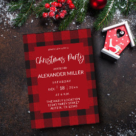 Invitación Fiesta de Navidades de Red Buffalo Plaid Flannel