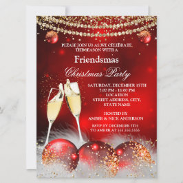 Invitación Fiesta de Navidades de Red Gold Champagne Friendsm