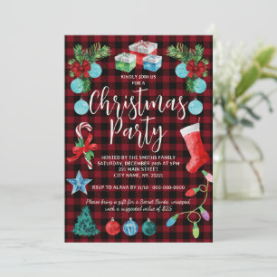 Invitación Fiesta de Navidades de Red Plaid
