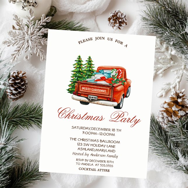 Invitación Fiesta de Navidades de Red Truck Pine Trees (Subido por el creador)