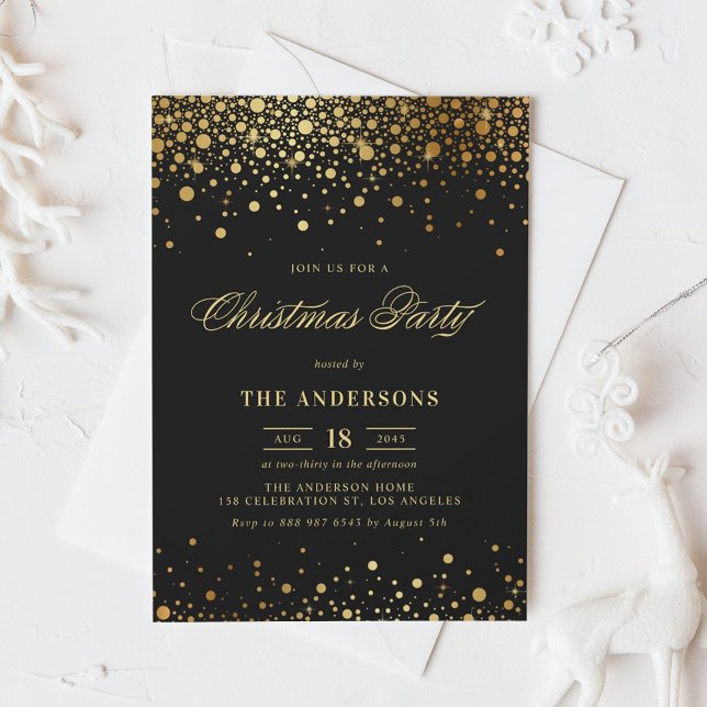 Invitación Fiesta de Navidades de Relieve metalizado dorado f (Subido por el creador)
