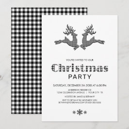 Invitación Fiesta de Navidades de renos de búfalo blanco negr