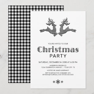 Invitación Fiesta de Navidades de renos de búfalo blanco negr