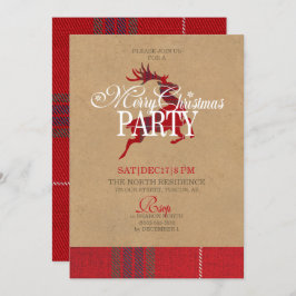 Invitación Fiesta de Navidades de renos de Kraft y Tartan ID5