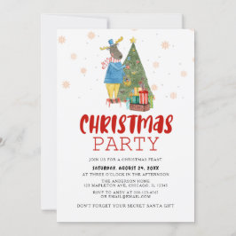 Invitación Fiesta de Navidades de renos de pinos