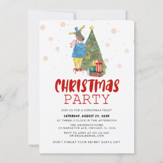 Invitación Fiesta de Navidades de renos de pinos