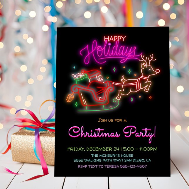 Invitación Fiesta de Navidades de renos del Rótulo Neon Santa (Subido por el creador)