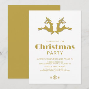 Invitación Fiesta de Navidades de renos dorados