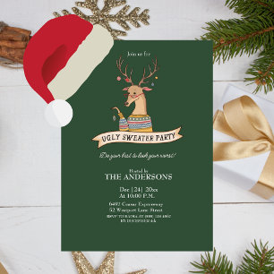 Invitación Fiesta de Navidades de renos feos suéteres