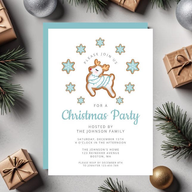 Invitación Fiesta de Navidades de renos malcriados (Cute Reindeer Christmas Party Invitation)