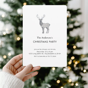 Invitación Fiesta de Navidades de renos minimalistas