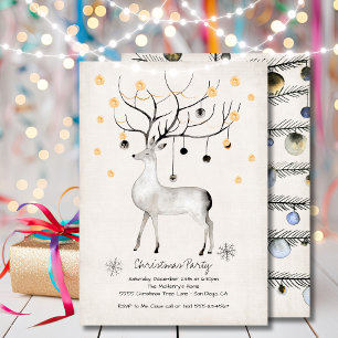 Invitación Fiesta de Navidades de renos modernos