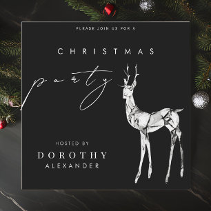 Invitación Fiesta de Navidades de renos negros y blancos mode