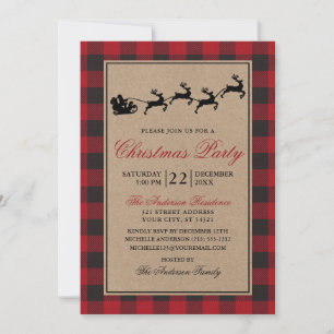 Invitación Fiesta de Navidades de renos rojos rojos Kraft