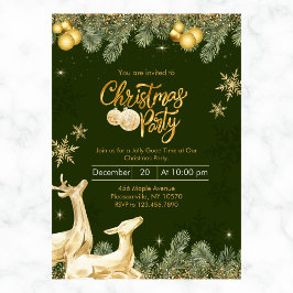 Invitación Fiesta de Navidades de renos y copos de nieve
