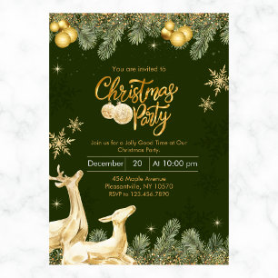 Invitación Fiesta de Navidades de renos y copos de nieve