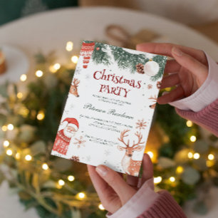 Invitación Fiesta de Navidades de renos y ornamentos