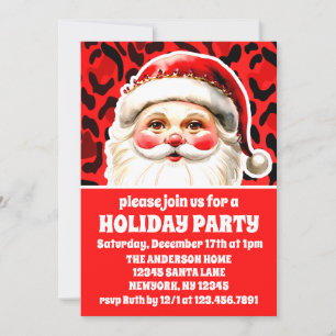 Invitación Fiesta de Navidades de Retro de impresión de Leopa