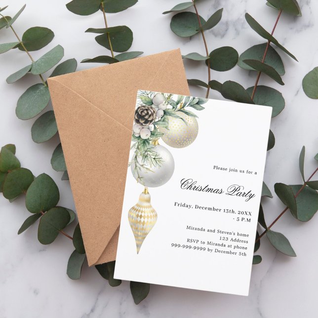 Invitación Fiesta de Navidades de rublos verdes de oro blanco (Subido por el creador)