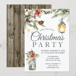 Invitación Fiesta de Navidades de Rustic Holiday Floral Light