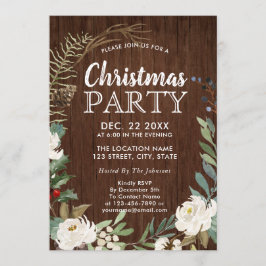 Invitación Fiesta de Navidades de Rustic Wood Holiday Wreath