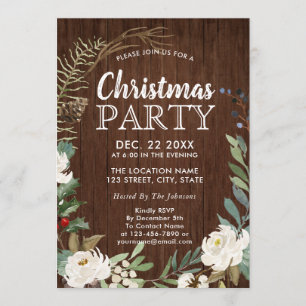 Invitación Fiesta de Navidades de Rustic Wood Holiday Wreath