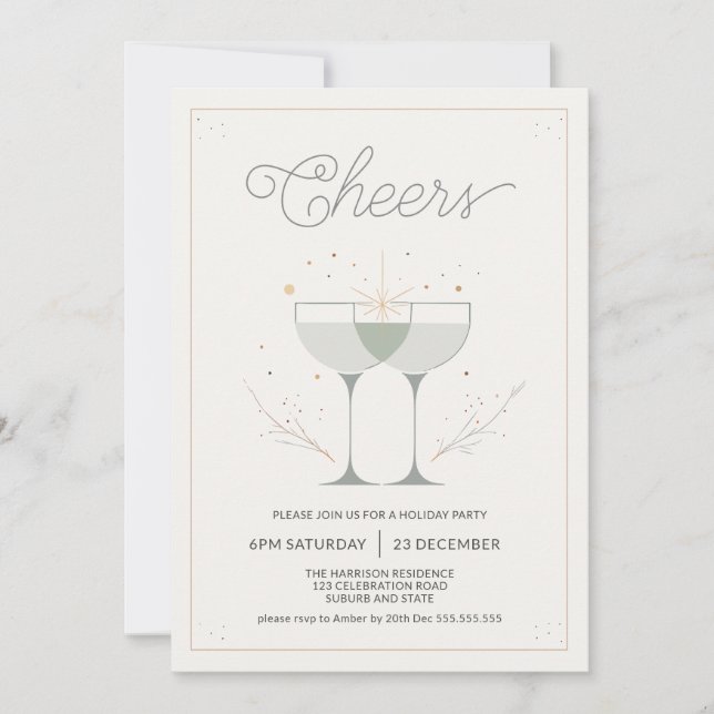 Invitación Fiesta de Navidades de Salud minimalista (Anverso)