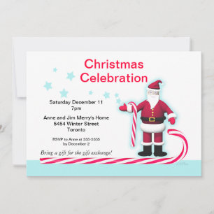 Invitación Fiesta de Navidades de Santa, Candy Cane y Stars
