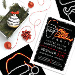 Invitación Fiesta de Navidades de Santa Clara Neon Red Modern<br><div class="desc">Esta moderna y fresca invitación a la fiesta de Navidades es perfecta para un evento festivo y divertido. Presenta una brillante cara de neón rojo y blanco de Santa Claus y la frase, "Feliz Navidad", encima de un fondo completamente negro y un borde blanco de nieve. Es agradable, lúdico y...</div>