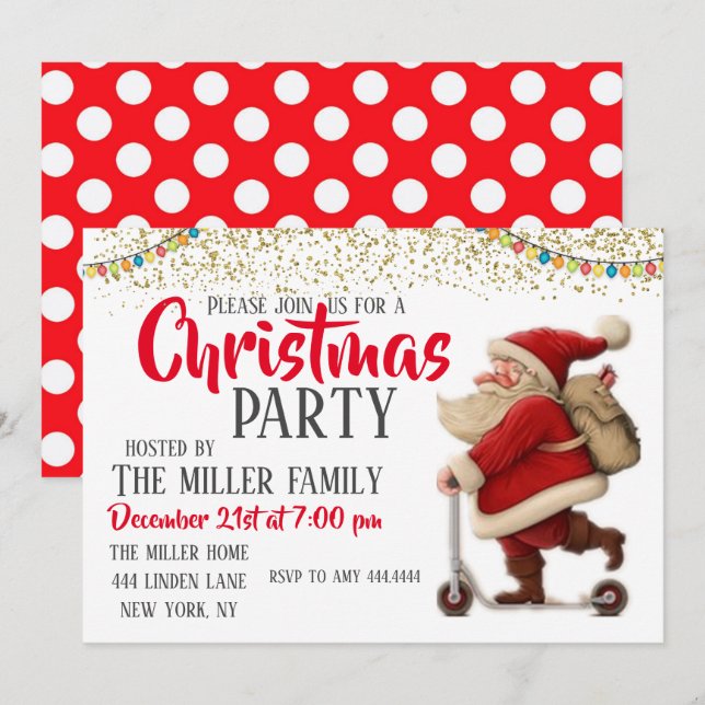 Invitación Fiesta de Navidades de Santa Claus (Anverso / Reverso)