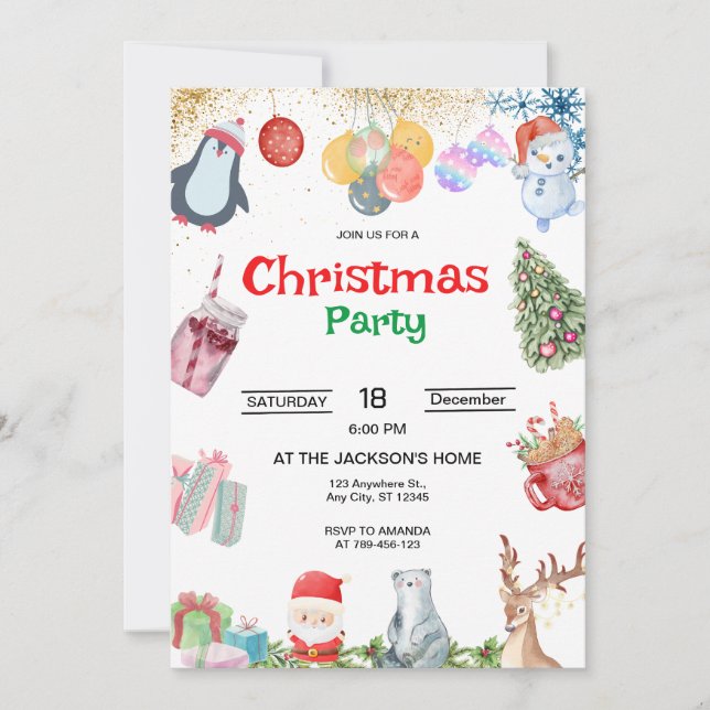 Invitación Fiesta de Navidades de Santa Claus (Anverso)