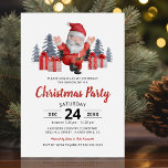 Invitación Fiesta de Navidades de Santa Claus<br><div class="desc">Los navidades más amables invitan a fiestas con un fondo blanco sencillo,  abetos acuáticos,  santa claus,  una colección de regalos y una plantilla moderna de fiesta que es fácil de personalizar.</div>