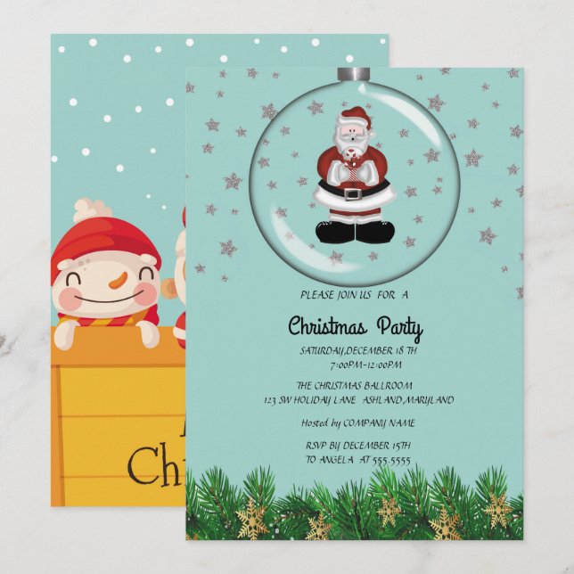 Invitación Fiesta de Navidades de Santa Claus (Anverso / Reverso)