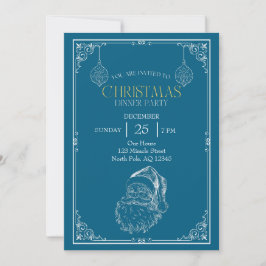 Invitación Fiesta de Navidades de Santa Claus, azul y blanco