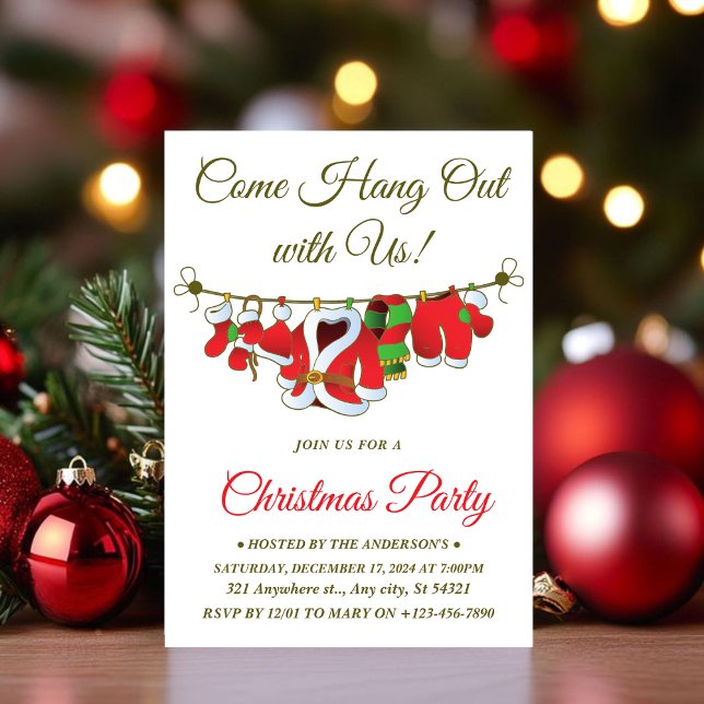 Invitación Fiesta de Navidades de Santa Claus "Come Hang Out" (Subido por el creador)