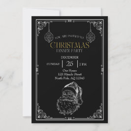Invitación Fiesta de Navidades de Santa Claus, negro y blanco