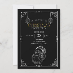 Invitación Fiesta de Navidades de Santa Claus, negro y blanco