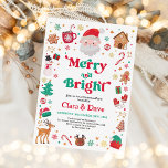 Invitación Fiesta de Navidades de Santa Cruz Roja y Verde Bri<br><div class="desc">Este diseño original presenta un delicioso y divertido ilustracion de Navidades queridos,  bellamente representado en una encantadora paleta de rojo,  rosa y blanco.</div>