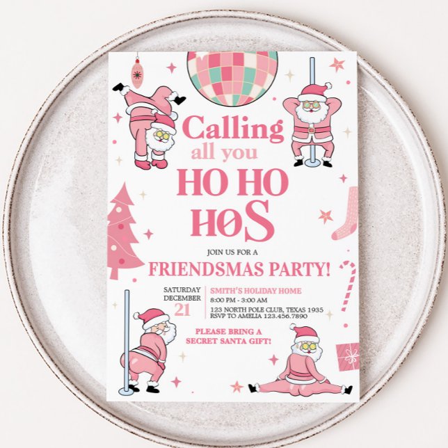 Invitación Fiesta de Navidades de Santa Friendsmas (Friendsmas Funny Santa Christmas Party Invitation)
