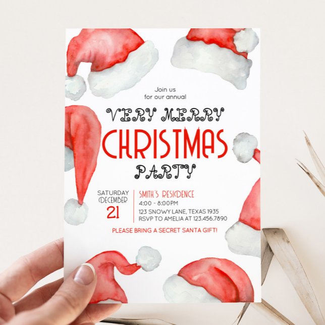 Invitación Fiesta de Navidades de Santa Hat (Festive Santa Hat Christmas Party Invitation)