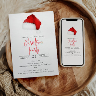 Invitación Fiesta de Navidades de Santa Hat Black
