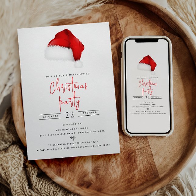 Invitación Fiesta de Navidades de Santa Hat Black (Subido por el creador)