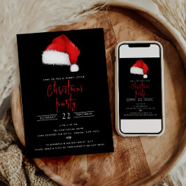 Invitación Fiesta de Navidades de Santa Hat Black