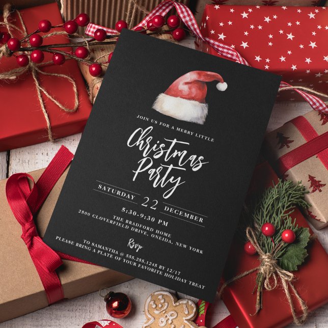 Invitación Fiesta de Navidades de Santa Hat Black (Subido por el creador)