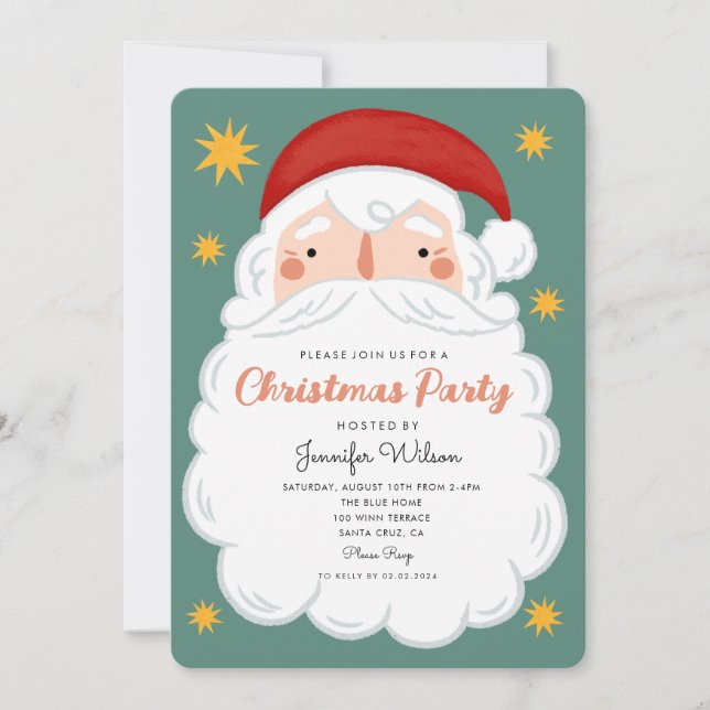 Invitación Fiesta de Navidades de Santa Holiday Cute (Anverso)
