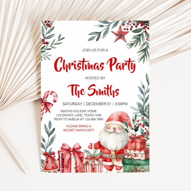 Invitación Fiesta de Navidades de Santa Winter (Winter Santa Christmas Party Invitation)