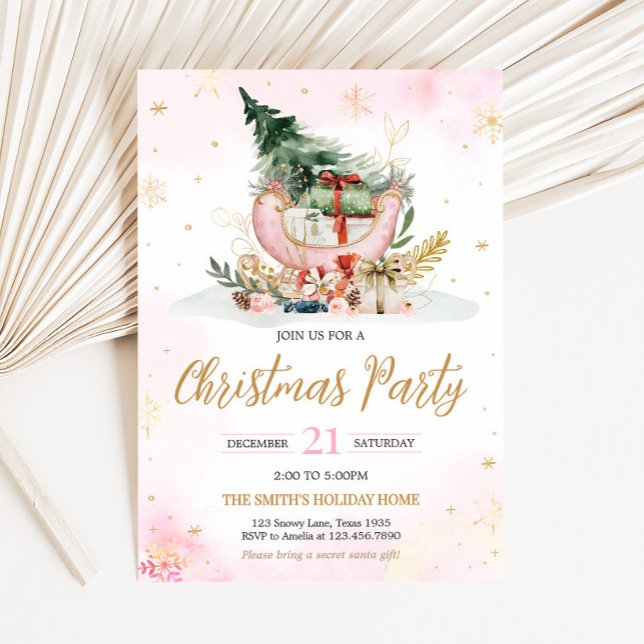 Invitación Fiesta de Navidades de Snowflakes con árboles navi (Christmas Tree Winter Snowflakes Christmas Party Invitation)