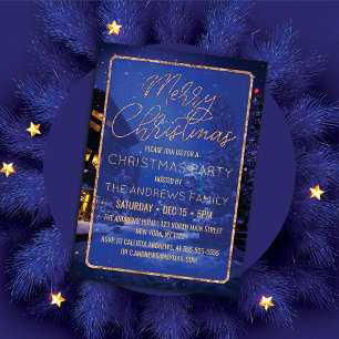 Invitación Fiesta de Navidades de Snowowy Holiday Luces de ár
